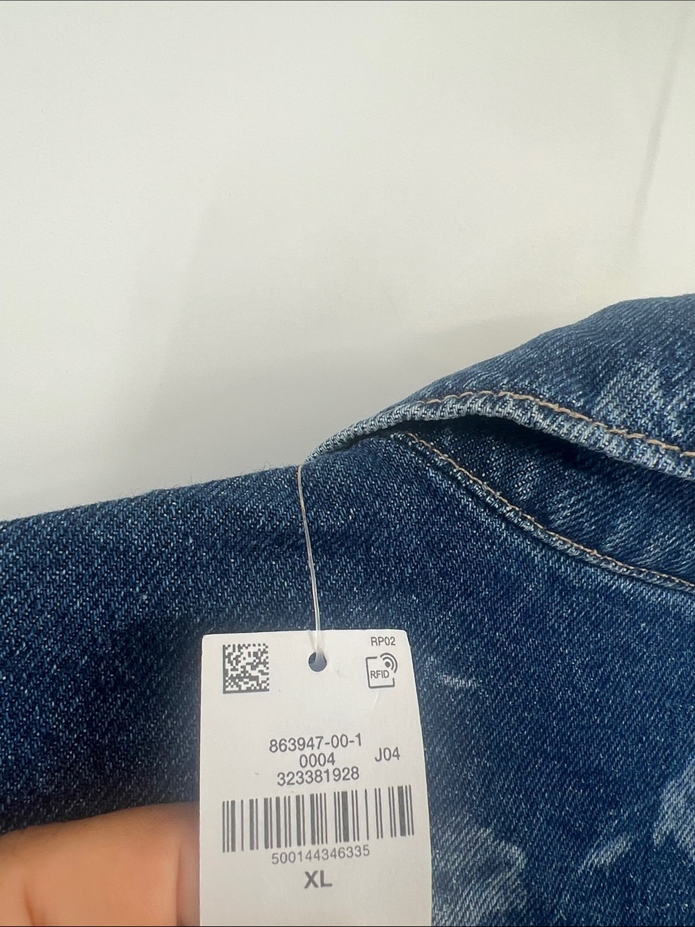 Dark Blue Floral Denim Jacket XL - Picture 8 of 8